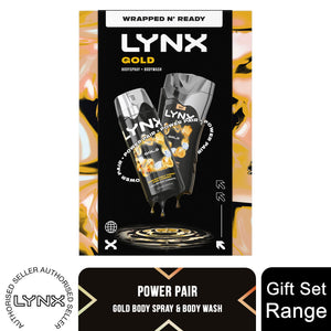 Lynx Gold Duo Gift Set , Body Wash and Deodorant with Oud and Vanilla Scent
