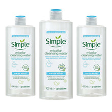 Load image into Gallery viewer, 3x or 6x 400ml Simple Water Boost Micellar Cleansing Water for Dehydrated Skin