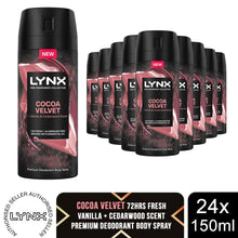 Load image into Gallery viewer, Lynx Body Spray Fine Fragrance Collection Cocoa Velvet for Men 150ml, 24 Pack