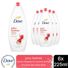 Load image into Gallery viewer, Dove Juicy Hydrate Body Wash Watermelon Moisturising Gentle Cleansing 225ml, 6pk