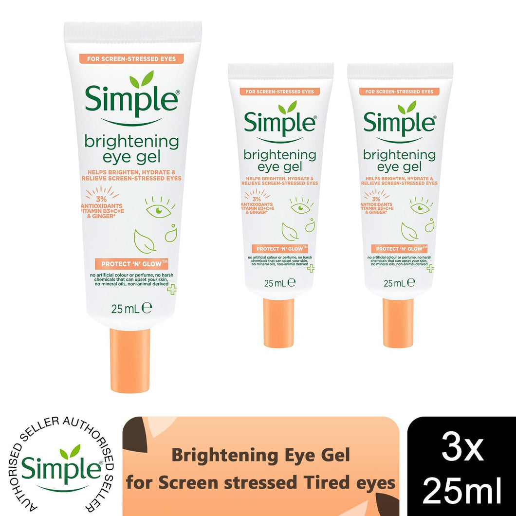 3xSimple Protect N Glow Brightening Eye Gel for Screen stressed Tired eyes, 25ml
