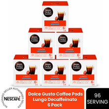 Load image into Gallery viewer, Nescafe Dolce Gusto Coffee Pods 6x Boxes / 96 Caps Cafe Lungo Decaf