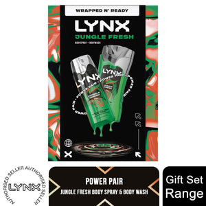 Lynx Jungle Fresh Gift Set Bodywash & Body Spray Duo Energising Grooming Kit