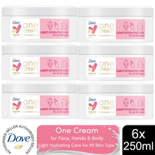 Load image into Gallery viewer, Dove Light Hydrating Care One Cream for Face,Hands &amp; Body for All Skin 250ml,6pk