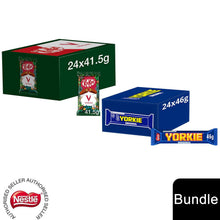Load image into Gallery viewer, Nestle Chocolate Bar, KitKat Vegan 24x41.5g &amp; Yorkie Chunky Milk 24x46g