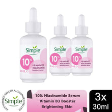 Load image into Gallery viewer, Simple 10% Niacinamide Serum 3 Pack, 30ml Each, Vitamin B3 Booster Brightening Face Serum, Helps Reduce Blemishes and Uneven Tone, Smooths Skin Texture and Restores Radiance