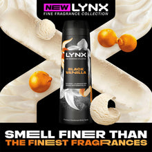 Load image into Gallery viewer, Lynx Fine Fragrance Collection Black Vanilla Body Spray Deodorant 200ml, 6 Pack