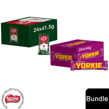 Load image into Gallery viewer, Nestle Chocolate Bar, KitKat Vegan 24x41.5g &amp; Yorkie Milk Chocolate 24x44g