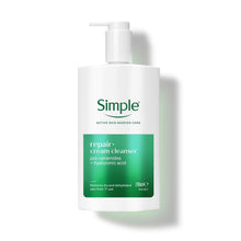 Load image into Gallery viewer, Simple Repair+ Replenish Cream Cleanser Nourishing Facial Cleanser with Ceramides &amp; Niacinamide, Gently Replenishes Skin 250ml, Pack of 3