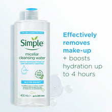 Load image into Gallery viewer, 3x or 6x 400ml Simple Water Boost Micellar Cleansing Water for Dehydrated Skin
