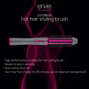 Envie Hair Styling Brush Cordless with 3 Heat Settings and Auto Shut Off Mode