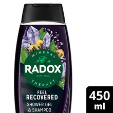 Load image into Gallery viewer, 12x Radox Mineral Therapy Feel Recovered 2in1 Shower Gel &amp; Shampoo for Men,450ml