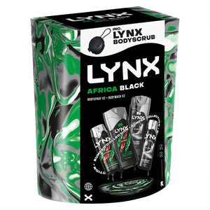 Lynx Africa & Black Bumper Gift Set, Daily Freshness Kit with Spray & Bodywash