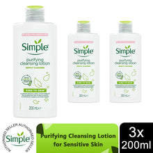 Load image into Gallery viewer, Simple Kind To Skin Purifying Cleansing Lotion for Sensitive Skin 200ml,3 or 6Pk
