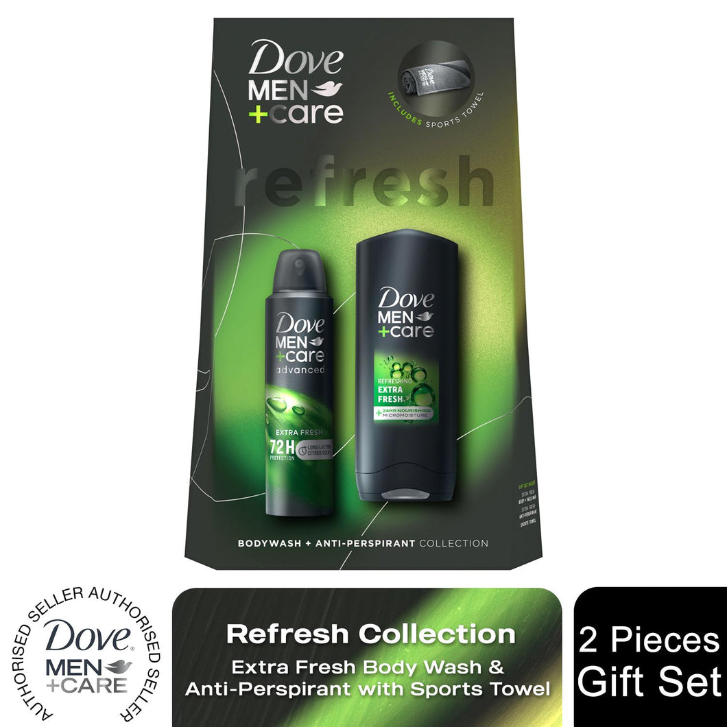 Dove Men+Care Refresh Extra Fresh 2 Pieces Gift Set for Him with Sports Towel