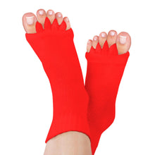 Load image into Gallery viewer, Pair of Foot Alignment Socks w/ Toe Separators Relieves Pain for Men &amp; Women,Red
