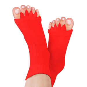 Pair of Foot Alignment Socks w/ Toe Separators Relieves Pain for Men & Women,Red