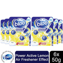 Load image into Gallery viewer, Bloo Power Active Premium Scent Of Lemon Toilet Rim Block, 6 Pack of 50g