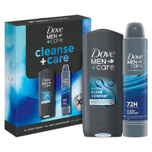 Load image into Gallery viewer, Dove Men+Care Gift Set Cleanse+Care XL Duo - Bodywash 400ml &amp; Spray 200ml