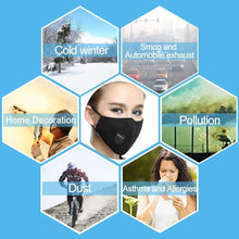 Load image into Gallery viewer, Anti Pollution Washable Cotton Mouth 1x Mask with 2x Valve Replaceable Filter