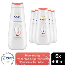 Load image into Gallery viewer, Dove Advanced Care Rebalancing Peach&amp; Rice Milk Moisturising Body Wash 400ml,6pk