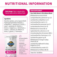 Load image into Gallery viewer, Garden of Life Microbiome Once Daily Women’s Probiotic 30 Vegan Food Supplement