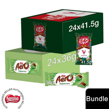 Load image into Gallery viewer, Nestle Chocolate Bar, KitKat Vegan 24x41.5g &amp; Aero Peppermint 24x36g