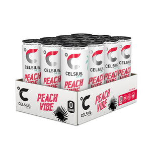 Celsius Live Fit Sparkling Energy Drink Peach Vibe with Zero Sugar 355ml, 12 Pk