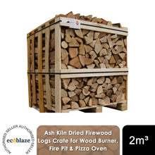 Load image into Gallery viewer, Ecoblaze Ash Kiln Dried 2m³ Crate Firewood Logs for Wood Burner &amp; Pizza Oven