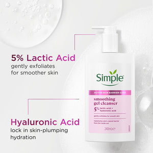 Simple Smooth+ Gel Facial Cleanser Softening Daily Face Wash 240ml, 3 Pack