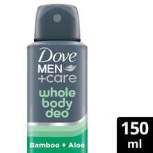 Load image into Gallery viewer, Dove Men+Care Whole Body Deodorant Spray Bamboo&amp;Aloe 72H Odour Control 150ml,6pk