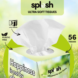 Splesh Ultra Soft Tissues 3-Ply Pack of 12 Cube Tissue Boxes, Total 672 Tissues