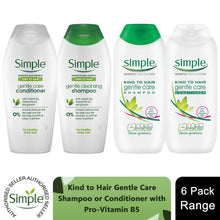 Load image into Gallery viewer, Simple Kind to Hair Gentle Care Shampoo or Conditioner 200ml/400ml - 6 Pack
