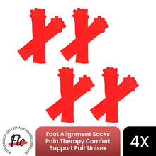 Load image into Gallery viewer, 4x Flo Foot Alignment Socks Red Relieve Pain Therapy Comfort Support Pair Unisex
