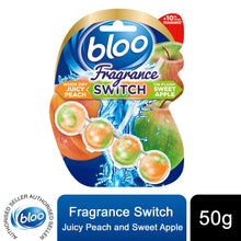 Load image into Gallery viewer, Bloo Toilet Rim Blocks Fragrance Switch Juicy Peach &amp; Sweet Apple Premium, 50g