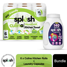 Load image into Gallery viewer, Splesh Culina XL Kitchen Towel 3 Ply 12 Rolls with 3in1 Laundry Capsules 140W