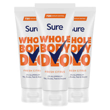 Load image into Gallery viewer, Sure Fresh Citrus Whole Body Deodorant Cream Aluminium Free 75ml, 3 Pack
