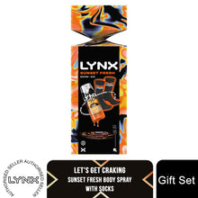 Load image into Gallery viewer, Lynx Sunset Fresh Gift Set with Body Spray &amp; Socks Cracker - Citrus Clean Scent