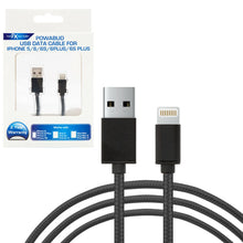 Load image into Gallery viewer, FX Factory Powabud Nylon Braided USB Data Cable For iPhone - Black