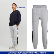 Load image into Gallery viewer, Jack &amp; Jones Jwhwill Logo Joggers Men's Sweatpants Light Grey Cuffed Bottoms XXL