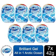 Load image into Gallery viewer, Bloo Toilet Rim Blocks Brilliant Gel All in 1 Cleaner Arctic Ocean Scent, 7x42g