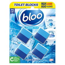 Load image into Gallery viewer, Bloo Toilet Blocks Original Blue Clean+Fresh with Fresh Fragrance 4x50g 14pk