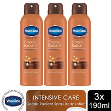 Load image into Gallery viewer, Vaseline Body Lotion Intensive Care Cocoa Radiant Spray Moisturiser 190ml,3 Pack