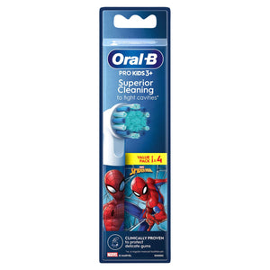Oral-B Kids Replacement Toothbrush Heads Extra Soft - Spiderman, Pack of 4