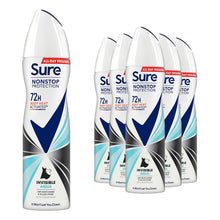Load image into Gallery viewer, Sure Women Anti-Perspirant 72H Nonstop Protection Deo Invisible Aqua 150ml, 6pk