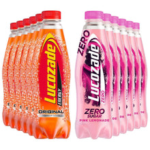 Load image into Gallery viewer, Lucozade Pink Lemonade &amp; Original Zero Sugar Fat-Free Energy Drink 6x900ml