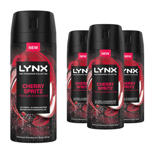 Lynx Men Deodorant Body Spray Cherry Spritz with 72Hrs Freshness 150ml, 3 Pack
