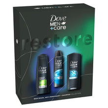 Load image into Gallery viewer, Dove Men+Care Restore Bodywash, Antiperspirant &amp; Shampoo Gift Set for Him