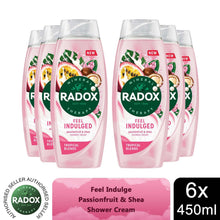 Load image into Gallery viewer, 6x Radox Mineral Therapy Feel Indulged Shower Cream Passion Fruit &amp; Shea, 450ml