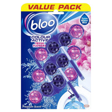 Load image into Gallery viewer, Bloo Colour Active Toilet Rim Block Fresh Flowers Anti-Limescale 3 x 50g 10 Pack